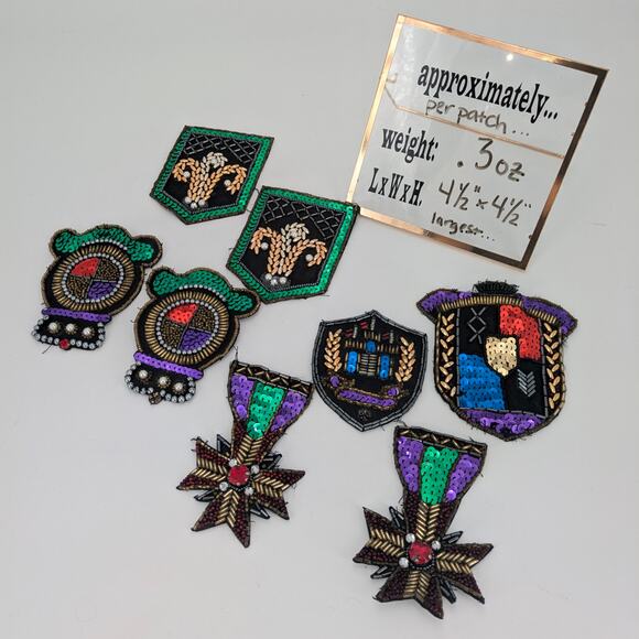 Marisa Christina Sequin Military Style Patches Shield Badge Emblem Appliques - Picture 11 of 15